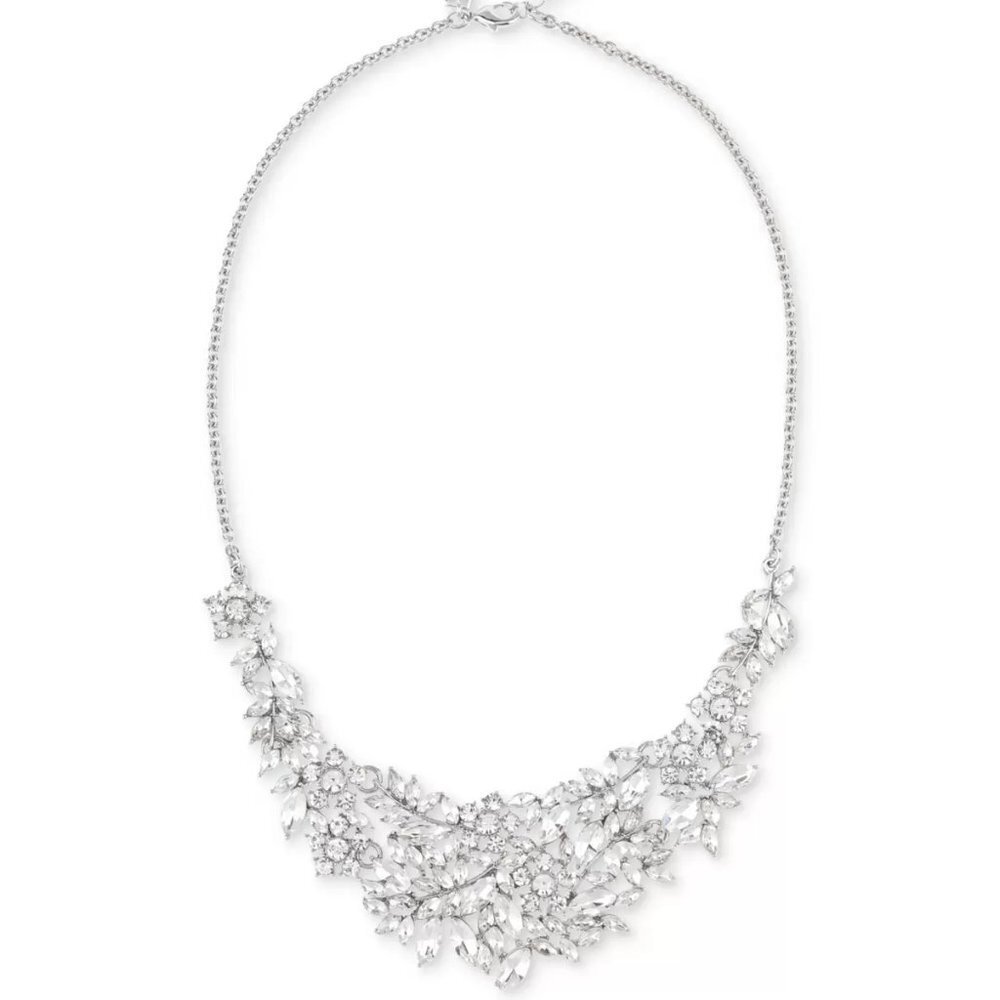 Inc International Concepts Crystal Flower Necklace in Silver-Tone NWT